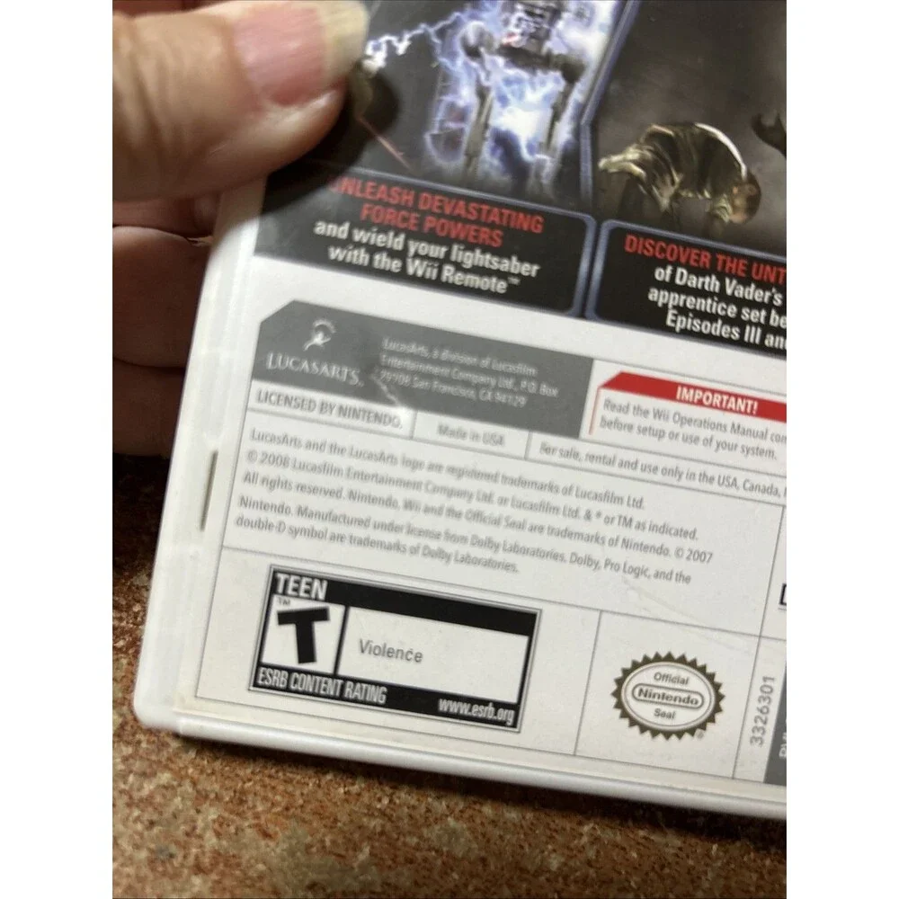 Star Wars The Force Unleashed II Nintendo Wii Complete Not Tested Game Teens